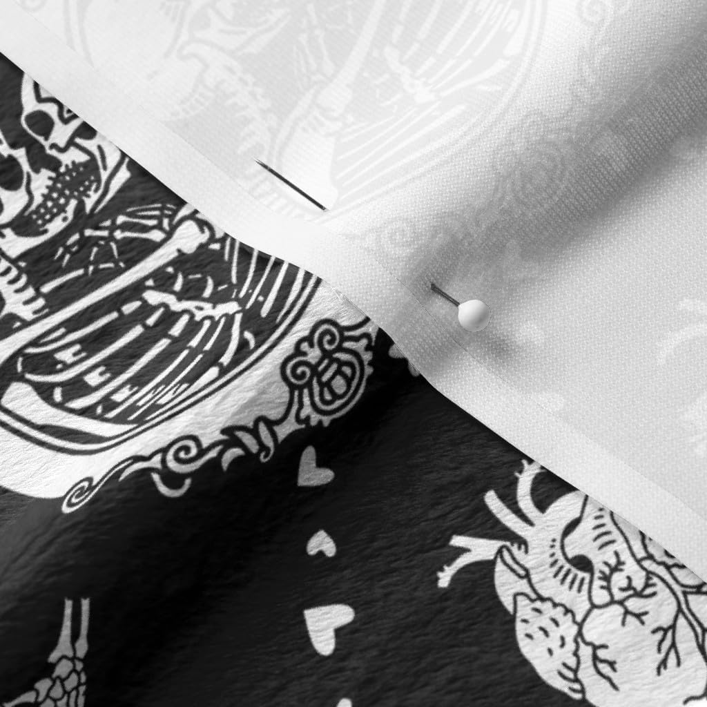 Spoonflower Fabric - Gothic Valentine Skeleton Love Kiss Halloween Cupid Anatomical Heart Printed on Minky Fabric by The Yard - Sewing Baby Blankets Quilt Backing Plush