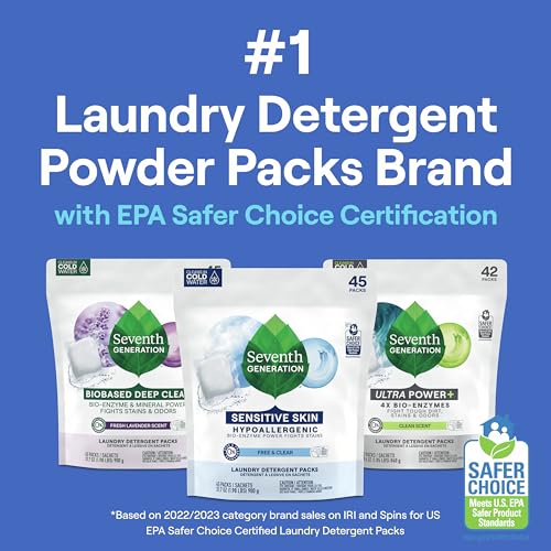 Seventh Generation Laundry Detergent Packs, Free & Clear, Made for Sensitive Skin, 45 Count - image 8