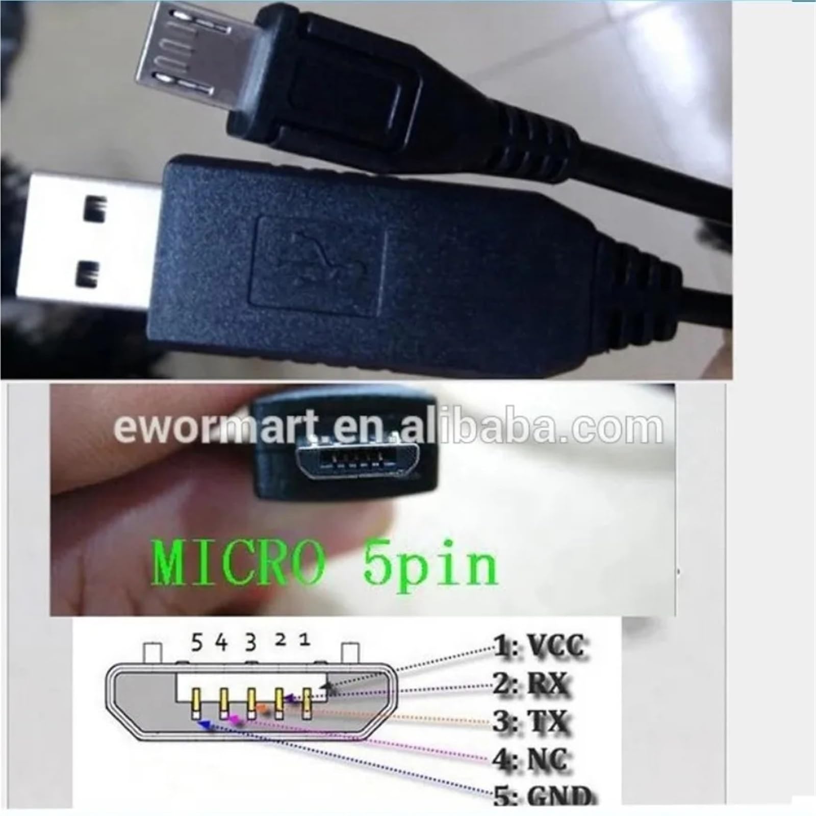 PL2303 Cavo adattatore console convertitore seriale da USB a Micro 5 pin RS232
