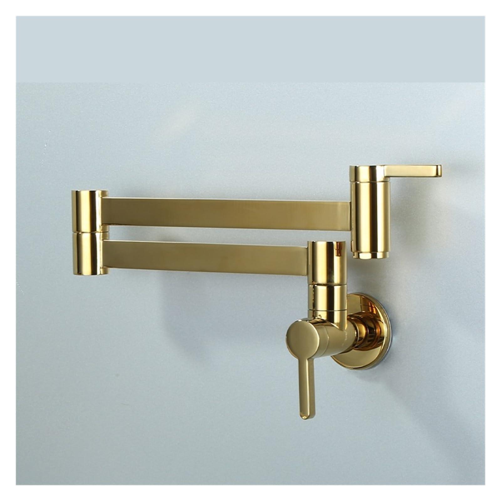 ZQFHSX Chrome Wall Mounted Kitchen Faucet Pot Filler Solid Brass Lengthen Folding 360 Degree Rotation Tap for Most Scenarios(Gold)