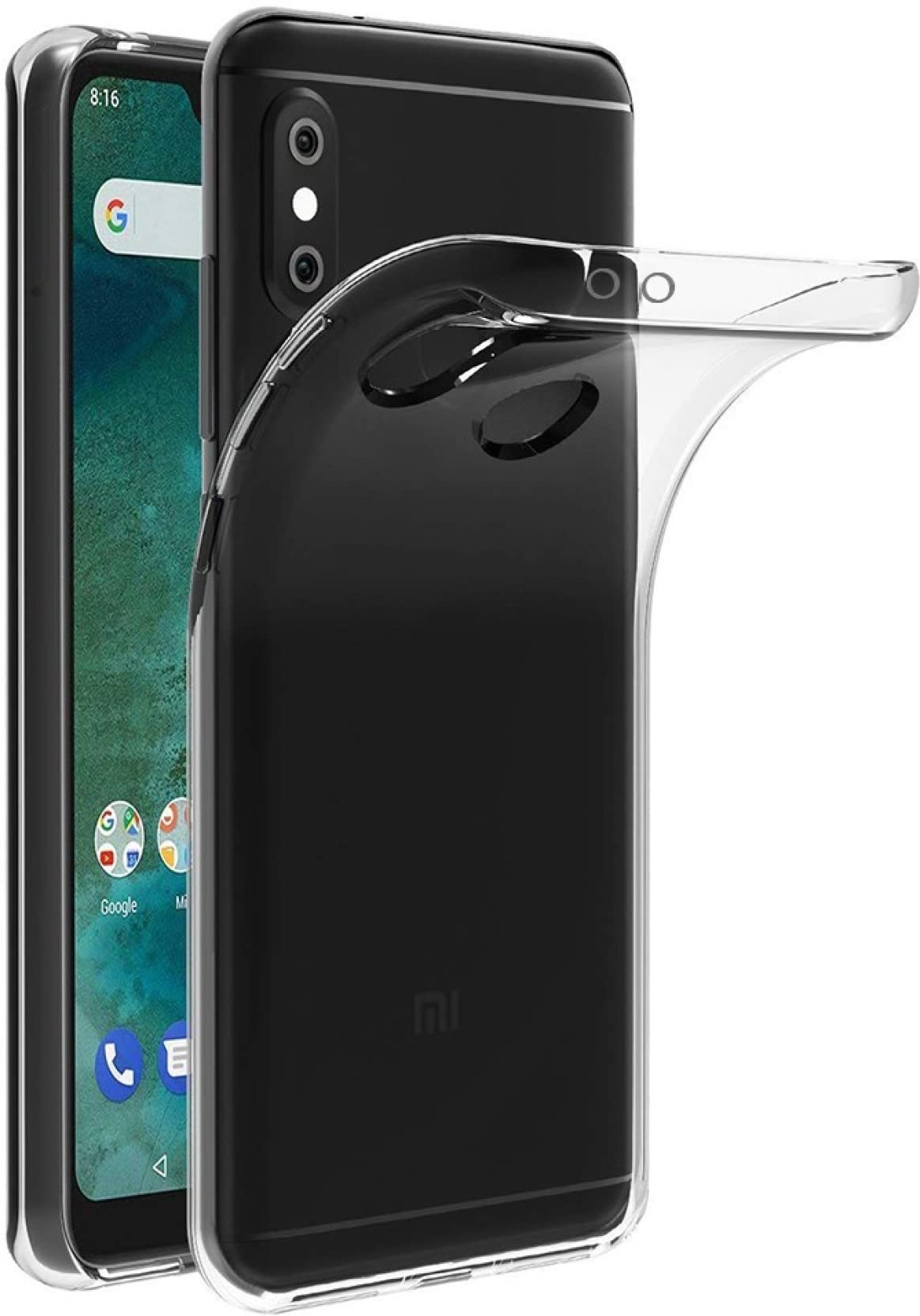 RVTCC Transparent Back Case Cover for Mi A2