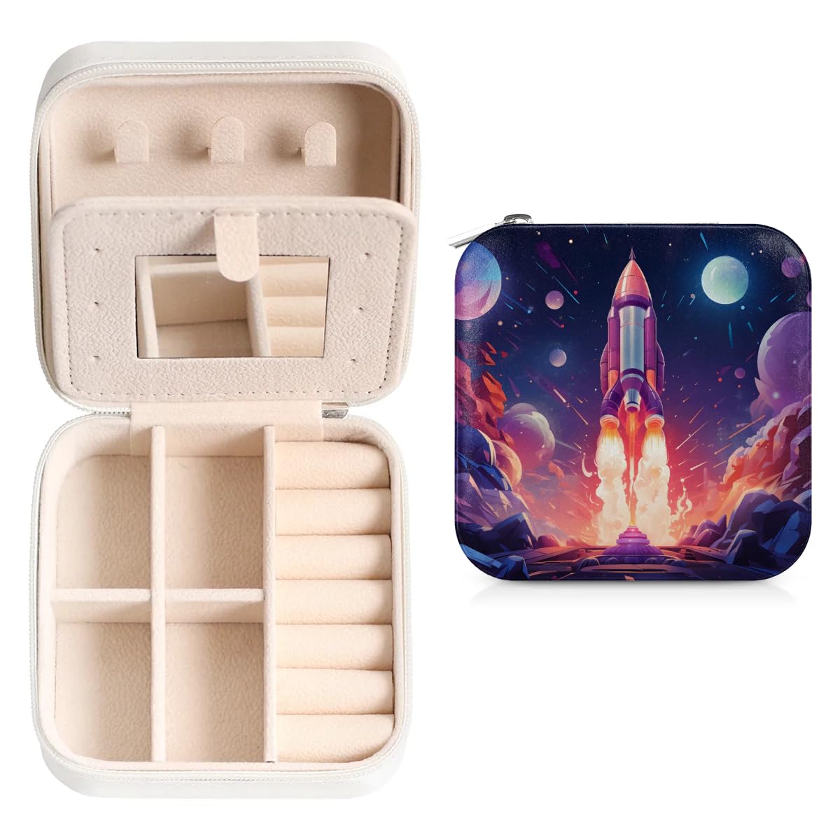 TKBXAEG Cyberpunk Spaceship Travel Jewelry Case Organizer, Jewelry