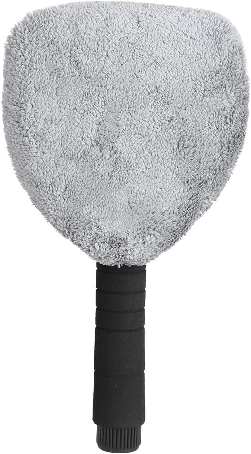 Qiilu Triangular Window Brush, Windshield Cleaner Soft Towel Brush Ultrafine Fiber Dust Mist Remover Wiper Telescopic Handle Auto Window Washing Tool