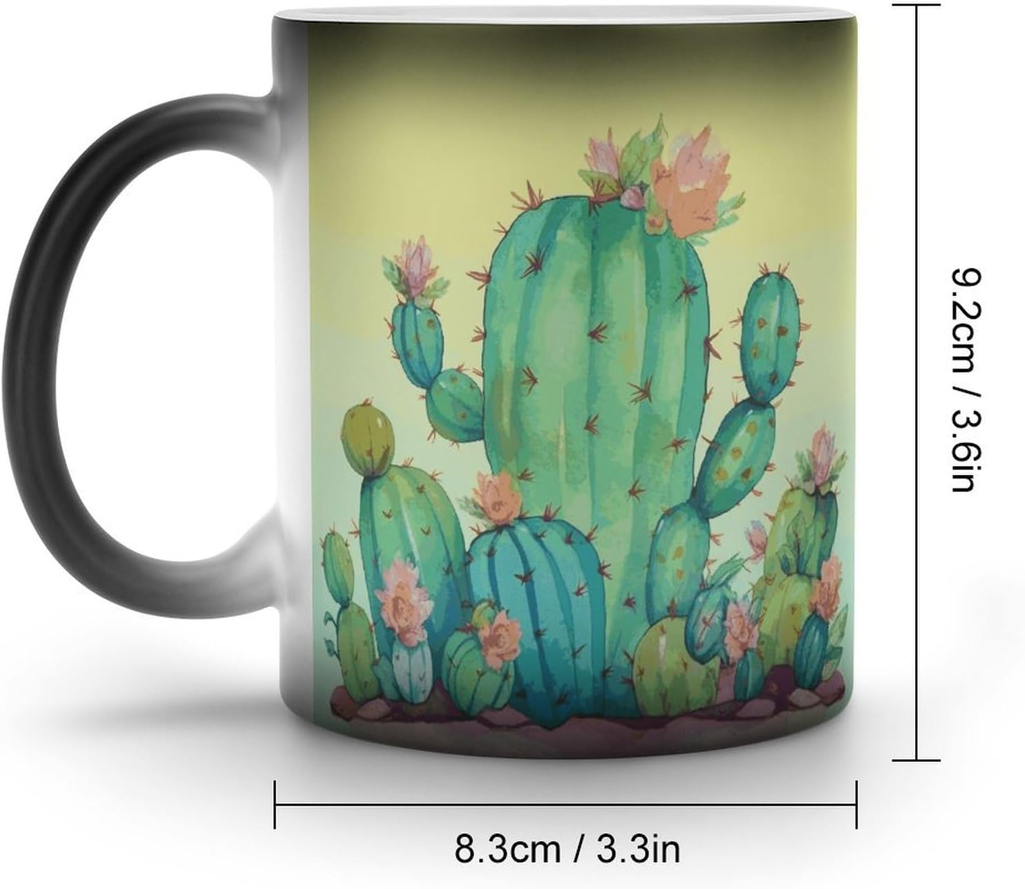 Color Changing Mug Funny Cactus Printed Ceramic Coffee Mug Heat Changing Sensitive Mug Magic Heat Changing Coffee Mug Novelty Coffee Mugs