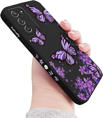 Doowear Galaxy S21+Plus Case for Women Girls Cute Butterfly Camera Lens Protector Soft TPU Bumper Slim Liquid Silicone Shockproof Protective Cover Phone Case for Samsung Galaxy S21 Plus 5G 6.7"-Black
