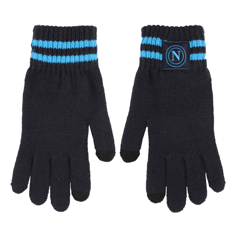 Gant à rayures avec patch en tissu, écran tactile, 95% PC 5% EA 123487, bleu, taille unique