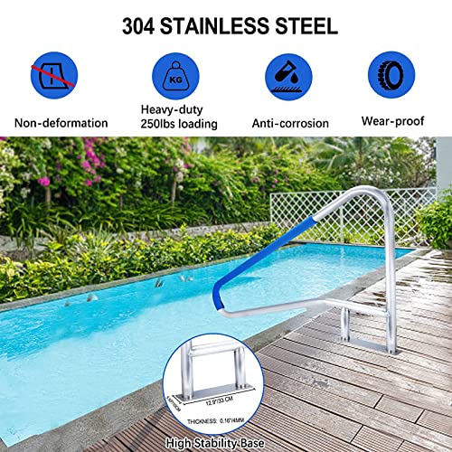 Barandal para piscina de acero inoxidable con base fija miniatura 6