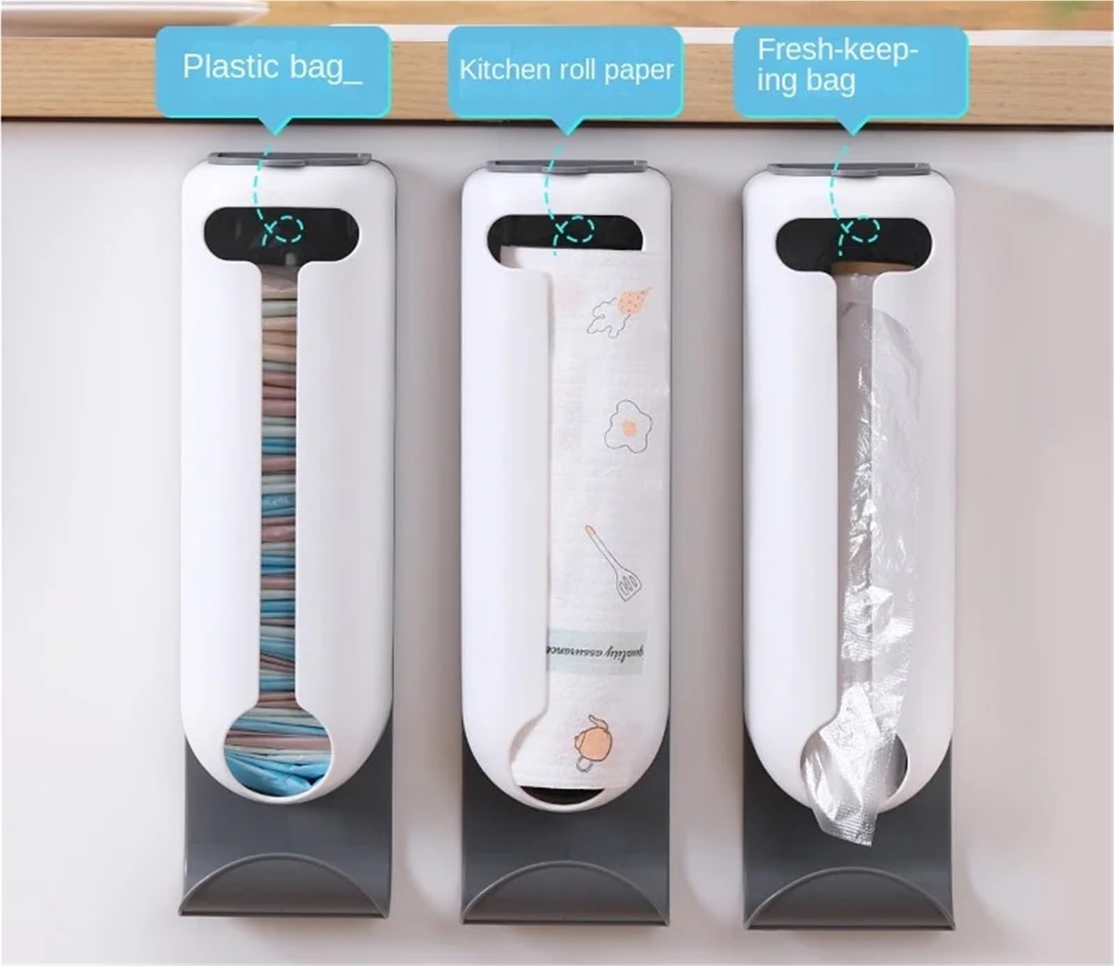 Dispensador de Bolsas plástico montado en la Pared, Organizador for Cocina y hogar, fácil Acceso, Caja Almacenamiento Basura Que Ahorra Espacio, 2 uds para Cocina y Baño
