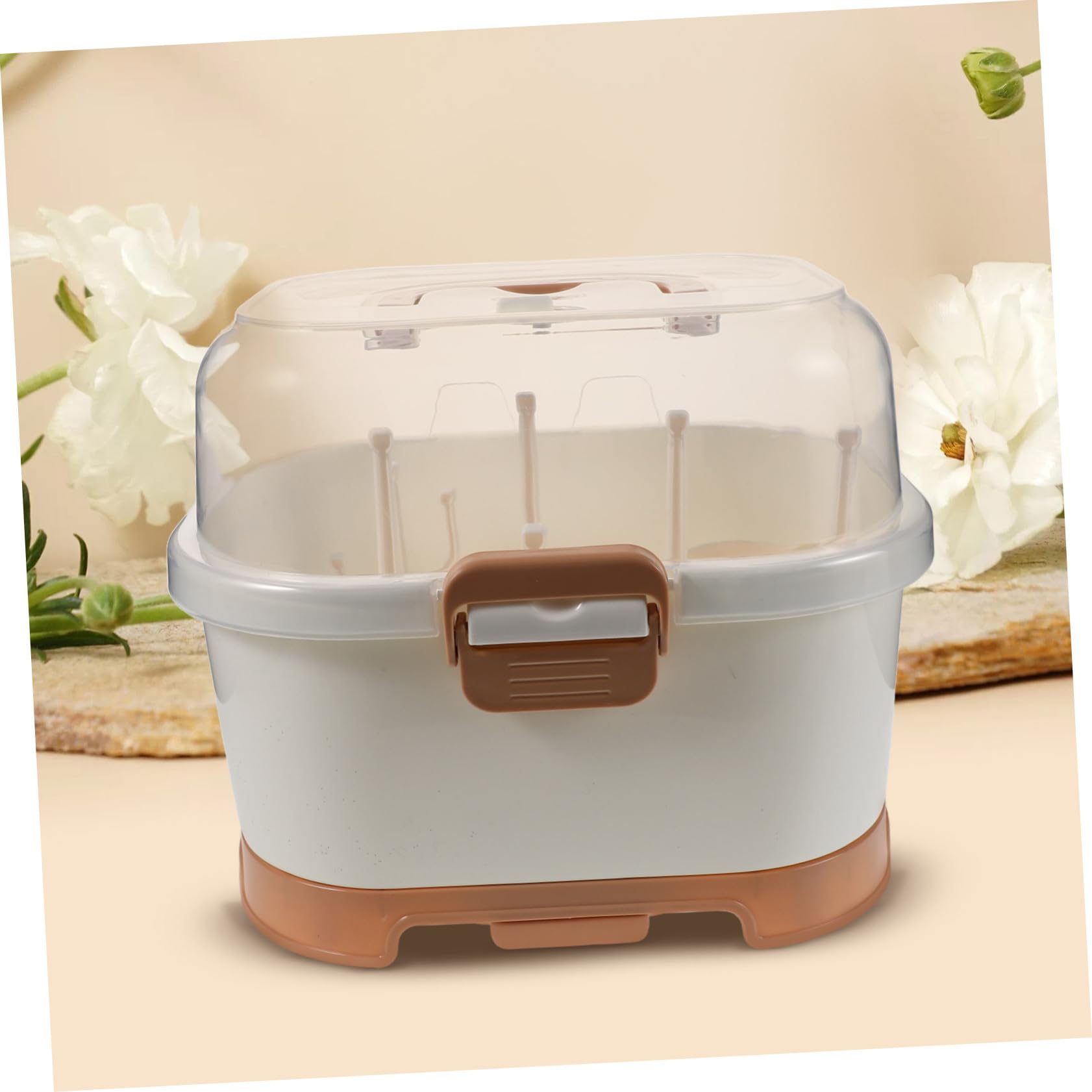 YARNOW Boîte de Rangement pour Biberons avec Égouttoir Support de Séchage Portable pour Biberons et Couverts Organisateur de Vaisselle pour Cuisine