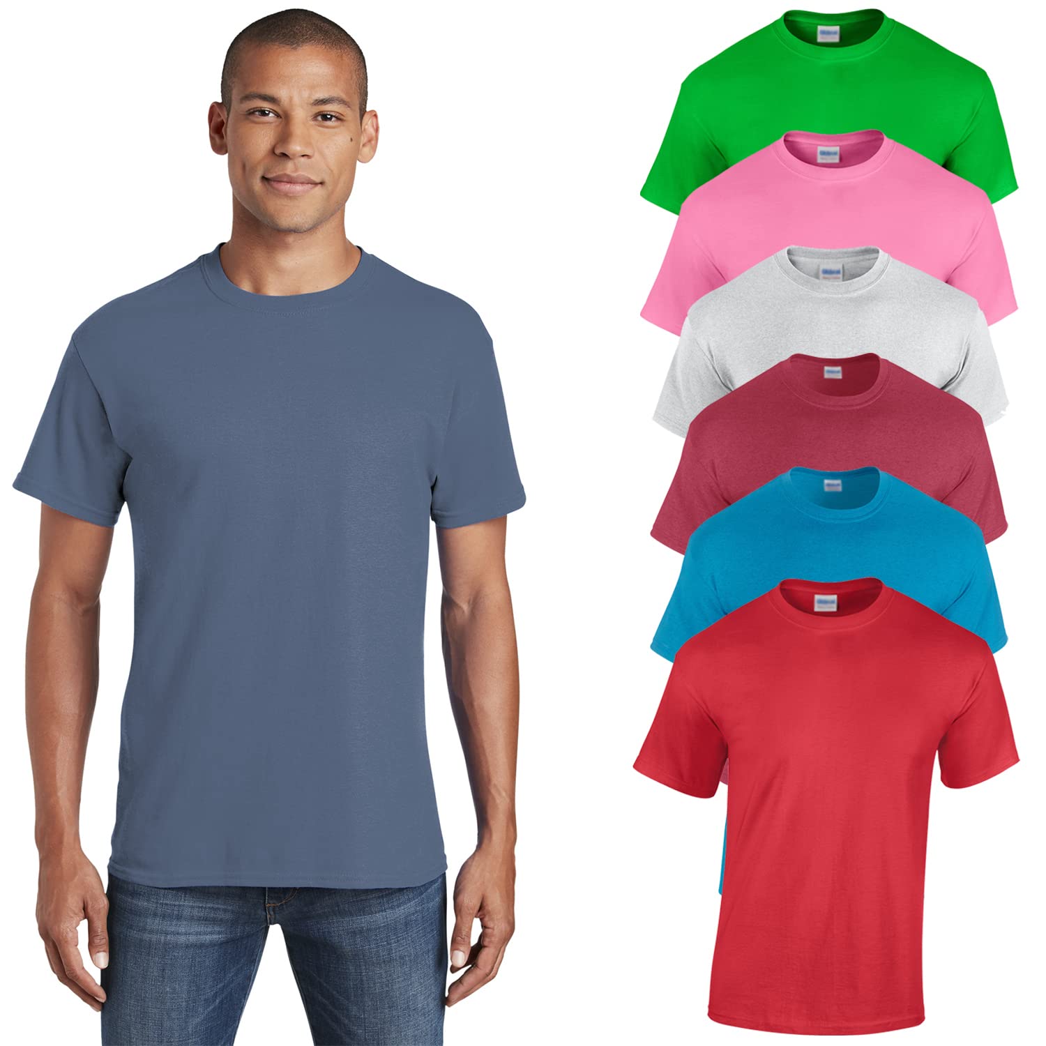 Gildan Men's Heavy Cotton Short Sleeve T-Shirt, Style G500, Multipack of 1|2|4|6|10, Make Your Own Customized Set! SETOF-6-M Multicolor