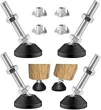 Uni-Fine M8 x 50 mm Diameter 40 mm Adjustable Foot Adjustment Screw, Furniture Foot Base Can Carry 450 kg Adjustable Feet Adjusting Screw Adjusting Base Maximum 15° Tilt