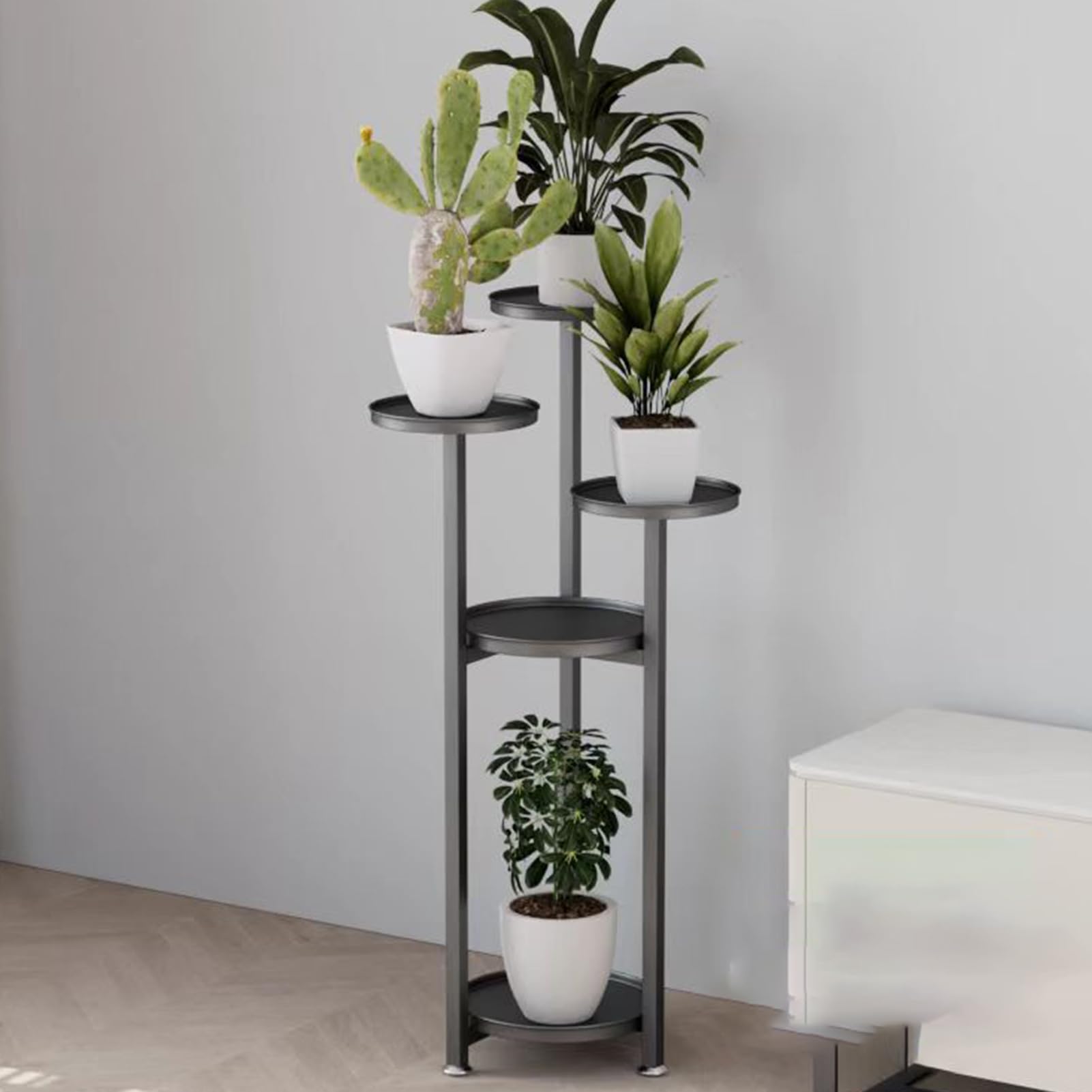 Supporto Per Piante In Metallo, Supporto Per Vasi Di Fiori A 5 Livelli Supporto Per Vasi Di Fiori Per Patio Giardino Balcone Soggiorno Nero 98983730