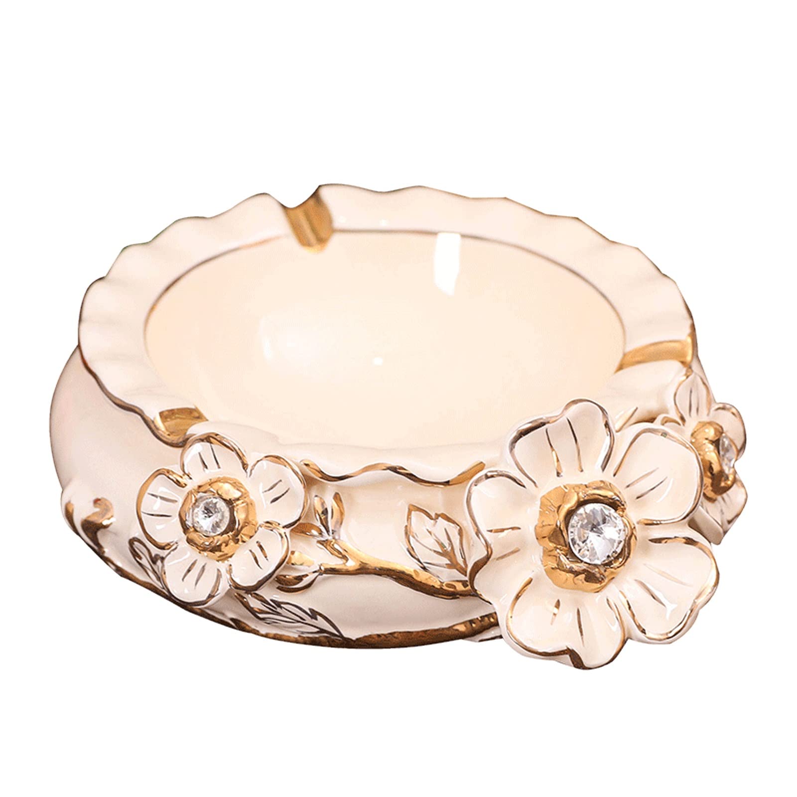 Sdgeryeeg Men's Onecolor Ashtray， Small Ceramic Exquisite Carved Decoration Anti Fly Ash Smoking Tray, Decorative Ornat Gift For /Boy Friend/Husband