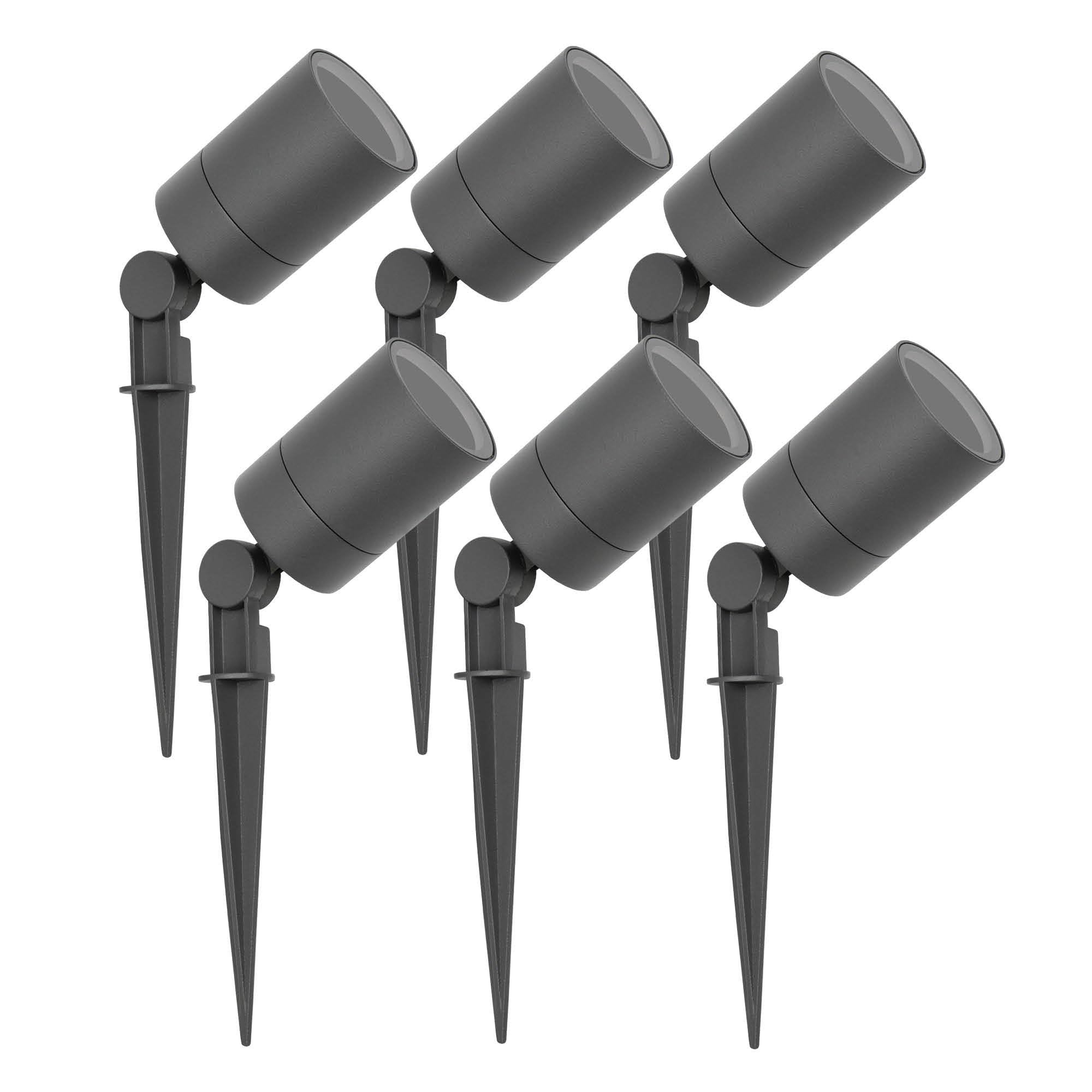 Ledvion 6er Set Gartenstrahler mit Erdspieß IP65 GU10 3W ohne Leuchtmittel | Fuer Garten Terrasse Einfahrt Wege Beete und dekorative Aussenbeleuchtung