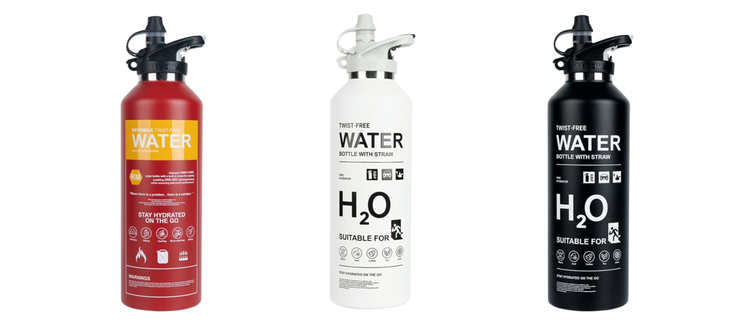 REVOMAX Sportflasche, 950 ml (32oz), WEISS, mit Einhandöffnung, hält 36 Stunden kalt oder 18 Stunden heiß, auslaufsicher, Sportflasche für Schule, Reisen, Fitnessstudio etc.
