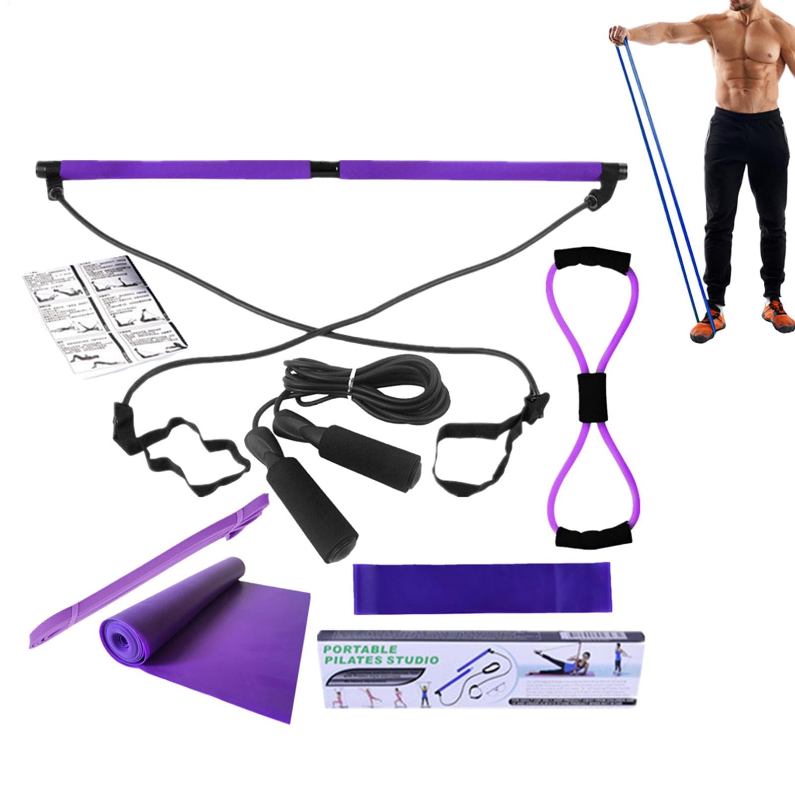 Kit de pilates Cat Home, bandas de resistencia para yoga, 8 accesorios de gimnasio en casa, equipo de entrenamiento de cuerpo completo para estirar piernas, caderas, cintura y brazos