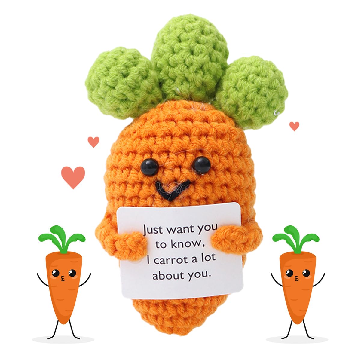 YALiya Funny Positive Carrot, Mini Cute Crochet Carrot with Positive Card, Emotional Support Gift, Positive Gifts, Positive Affirmation Gifts, Good Luck Carrot Gifts