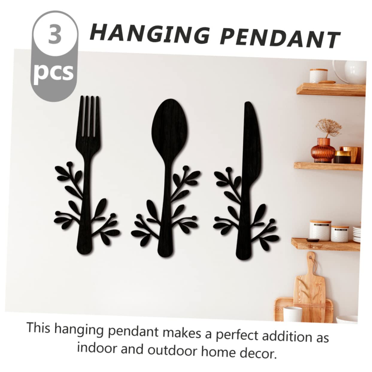 DECHOUS 12pezzi Decorazione da Parete Legno Forma di Utensili da Cucina Ornamentazioni per Cucina e per Casa e Ristoranti
