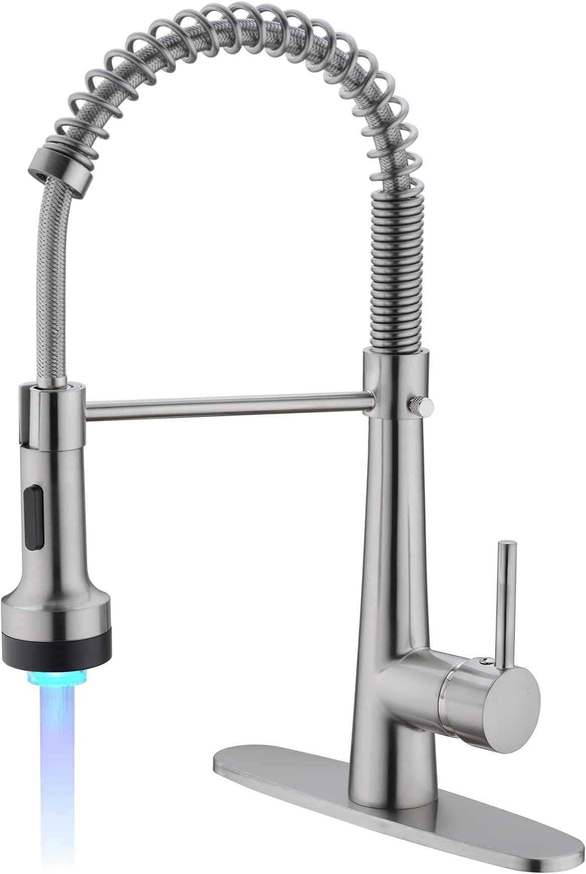 Delle Rosa Kitchen Sink Tap Single Handle Swivel Spout Solid Brass Mixer Monobloc Kitchen Tap with LED Spray Head