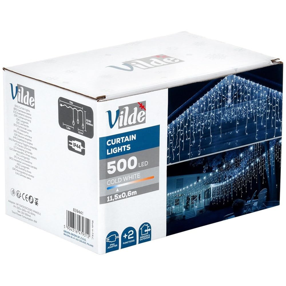 Vilde Rideau Lumineux LED 500 LED avec télécommande | Guirlande lumineuse décorative pour fenêtre, blanc chaud/blanc froid