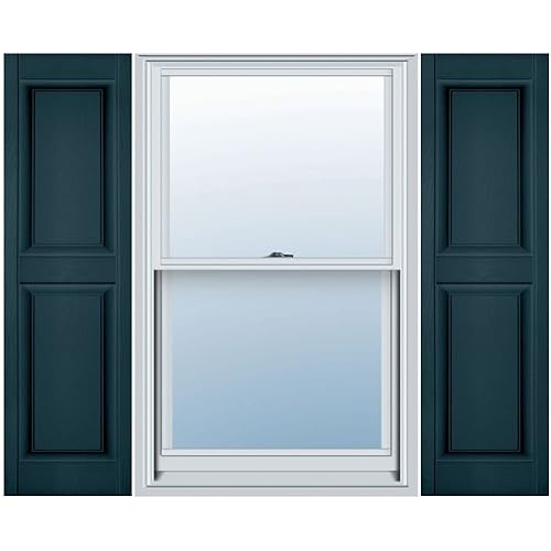 14 3/4"W x 51"H Mid-America Vinyl, Standard Size Williamsburg Double Panel Shutters, w/Installation Shutter-Lok's & Matching Screws, 166 - Midnight Blue