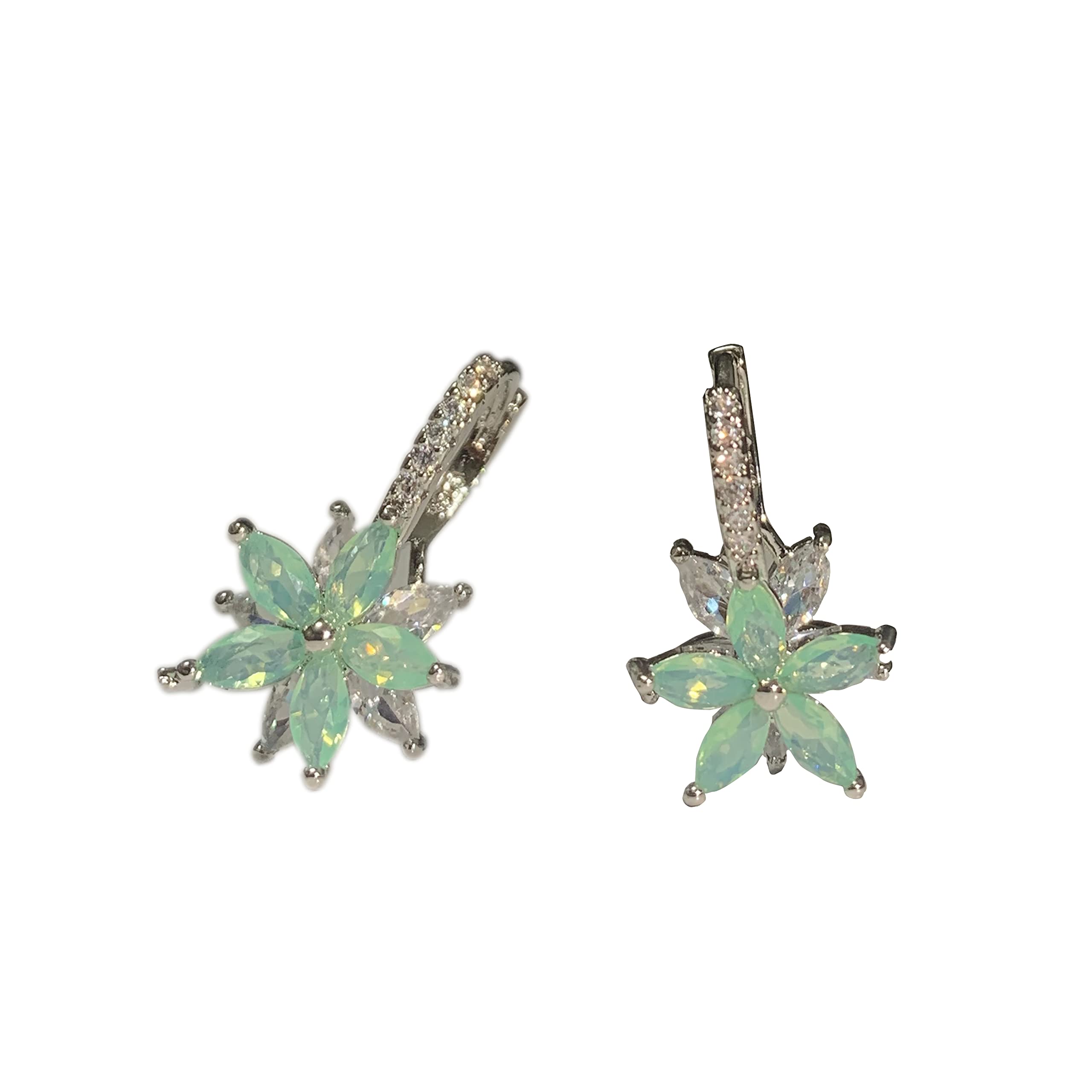 雪花AAA高级方晶锆石女士耳环 纯银时髦耳环