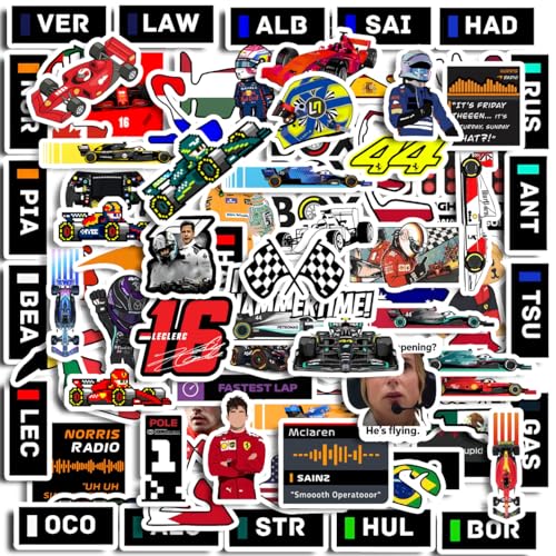 Image of 90pcs f1 Formula Aesthetic Fanart Sticker Pack Perfect for Laptop Computer Car Water Bottle Travel Case Guitar Luggage Motorbikes (Water Resistant, Scratch Resistant, Residue-Free Removal)