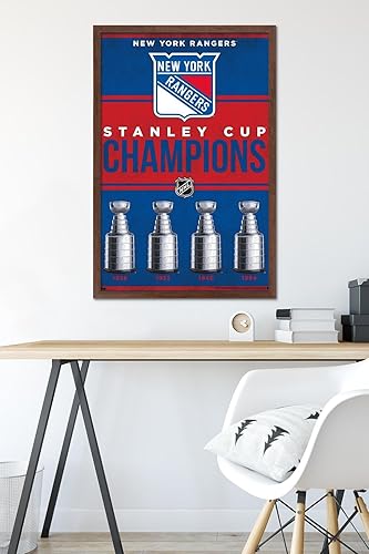 Miniatura 6 de Trends International NHL New York Rangers - Póster de pared de Champions 23, 22.37 x 34.00 pulgadas, versión enmarcada de caoba