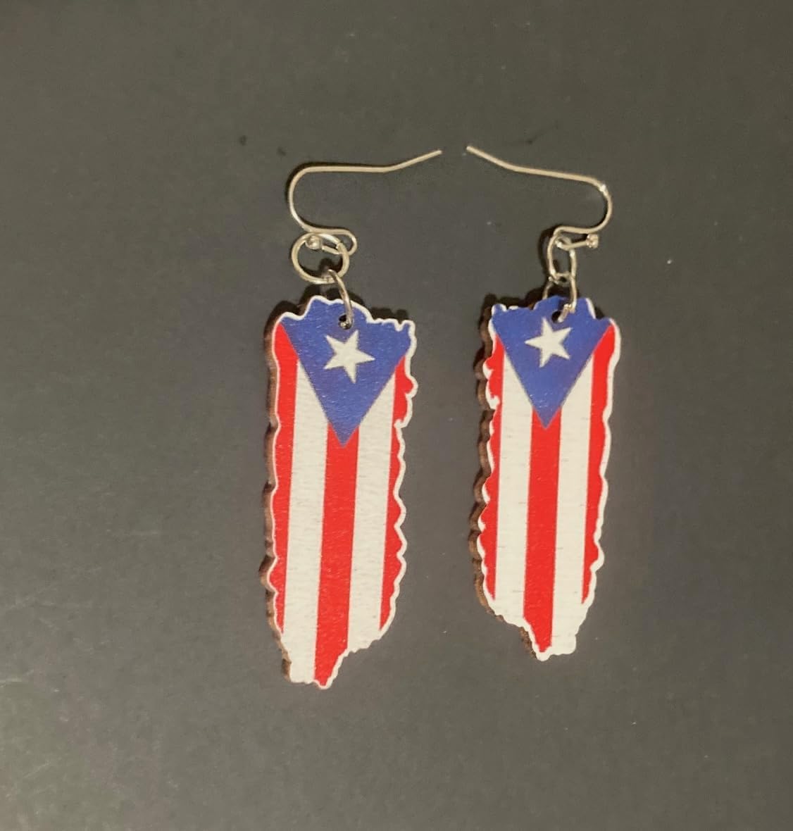 Puerto Rico Shape Wood Earrings - Dangle Style, Boricua Pride, Puerto Rican Design - Image 5