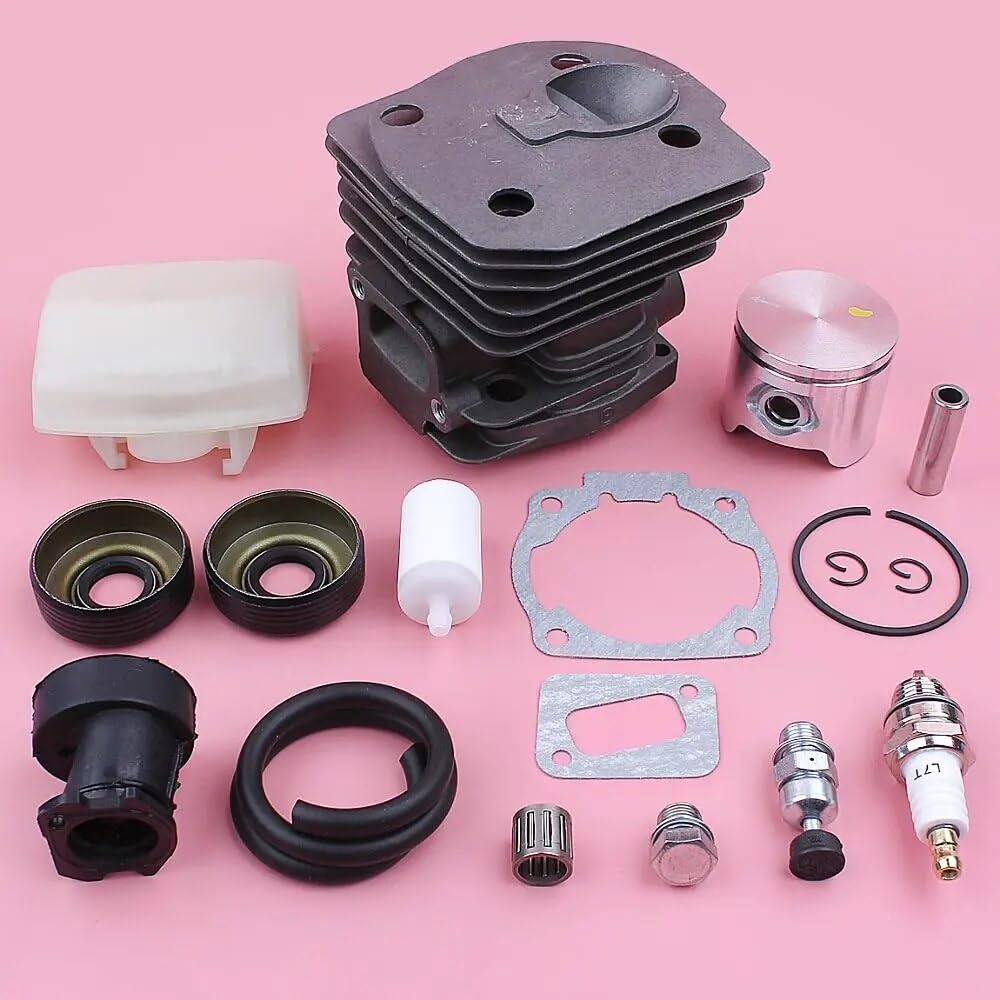 Kit de pistón de Cilindro de 44 mm, for Husqvarna 346XP 350 351 353 Junta de admisión de línea de Filtro de Combustible y Aire Pieza de reemplazo de Motosierra Pistón de Cilindro de jardín