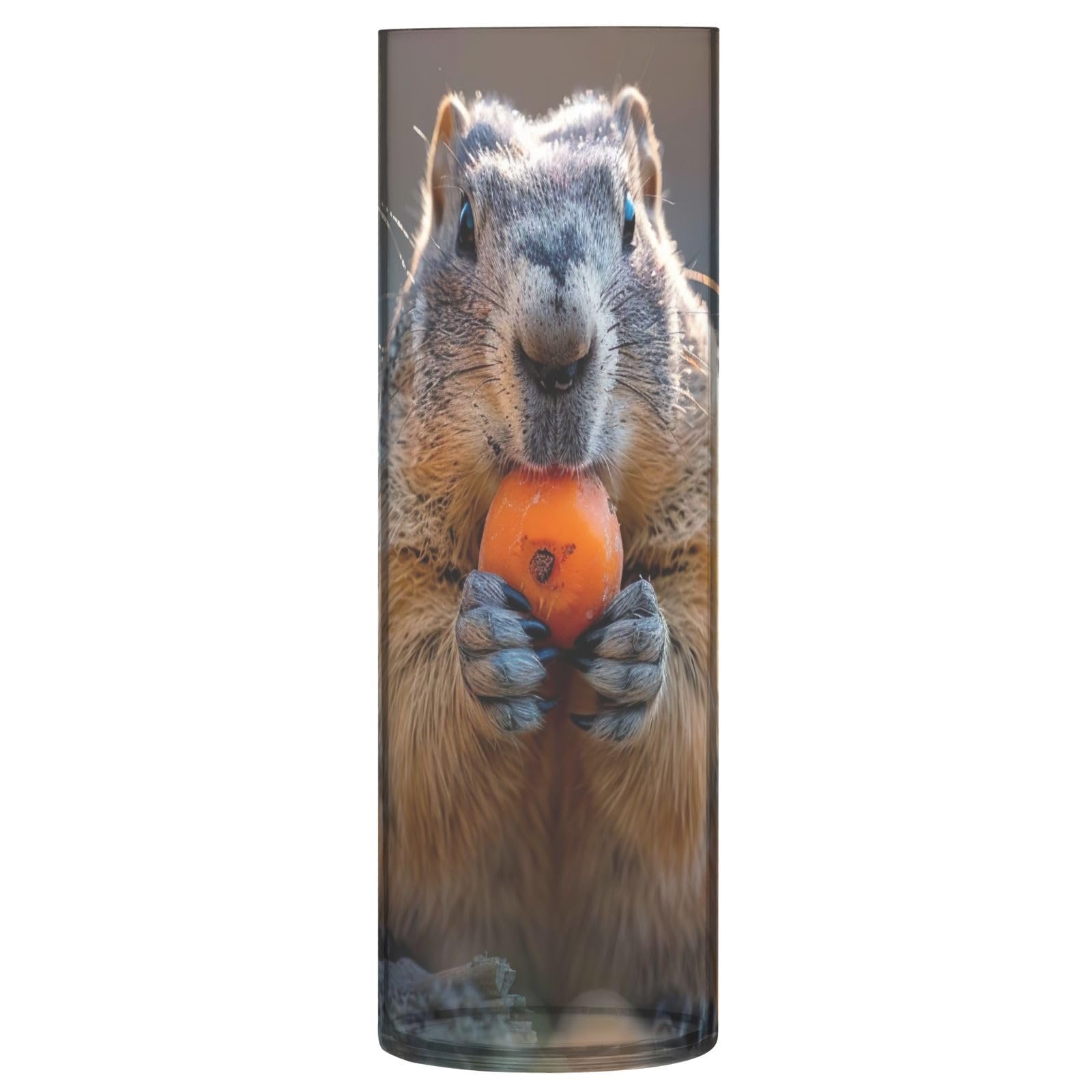 Qilmy Halloween Vase for Flowers,Cute Groundhog Eating Radish Fine Arts Vase Home Decor for Office Dining Living Room Wedding270