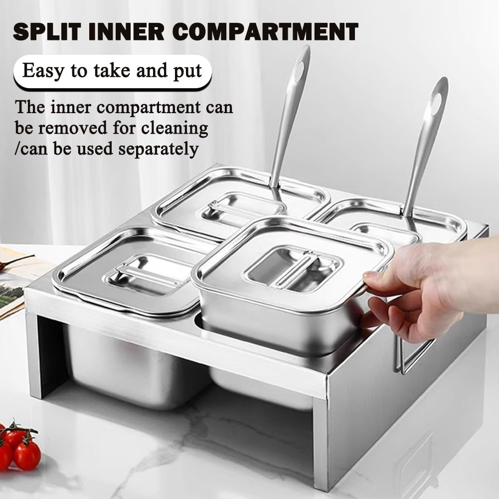 Servidor De Buffet, Contenedor para Ingredientes De Pizza, Contenedor De Acero Inoxidable con Tapa para Condimentos, Caja para Frutas Y Verduras, Apto para Hoteles Y Restaurantes.,B