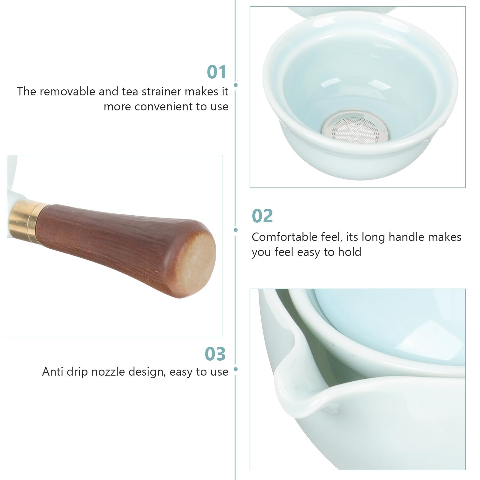Abaodam Théière Céramique avec Filtre Poignée Longue Ergonomique Pot à Thé Portable et Résistant Service à Thé Chinois pour Maison