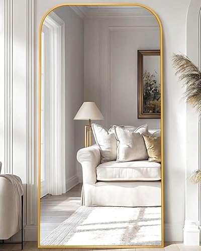 Miniatura 6 de Antok Espejo de longitud completa, espejo de pie de 81 x 41 pulgadas, espejo grande de pie en forma de arco, espejo de cuerpo completo con soporte