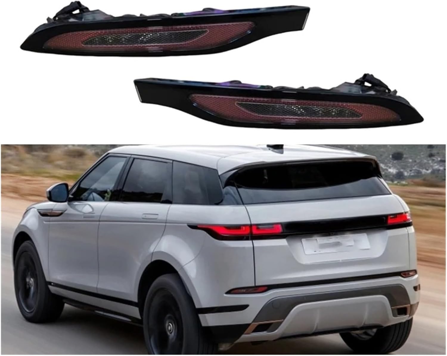 ランドローバー レンジローバー レンジローバーイヴォーク（L551）用 黒銀ステンレスリアバンパープレートプロテクトカバー 2019 2020 アクセサリー ランドローバー用 レンジローバー用 Evoque Mk2-L551 2019 2020 2021