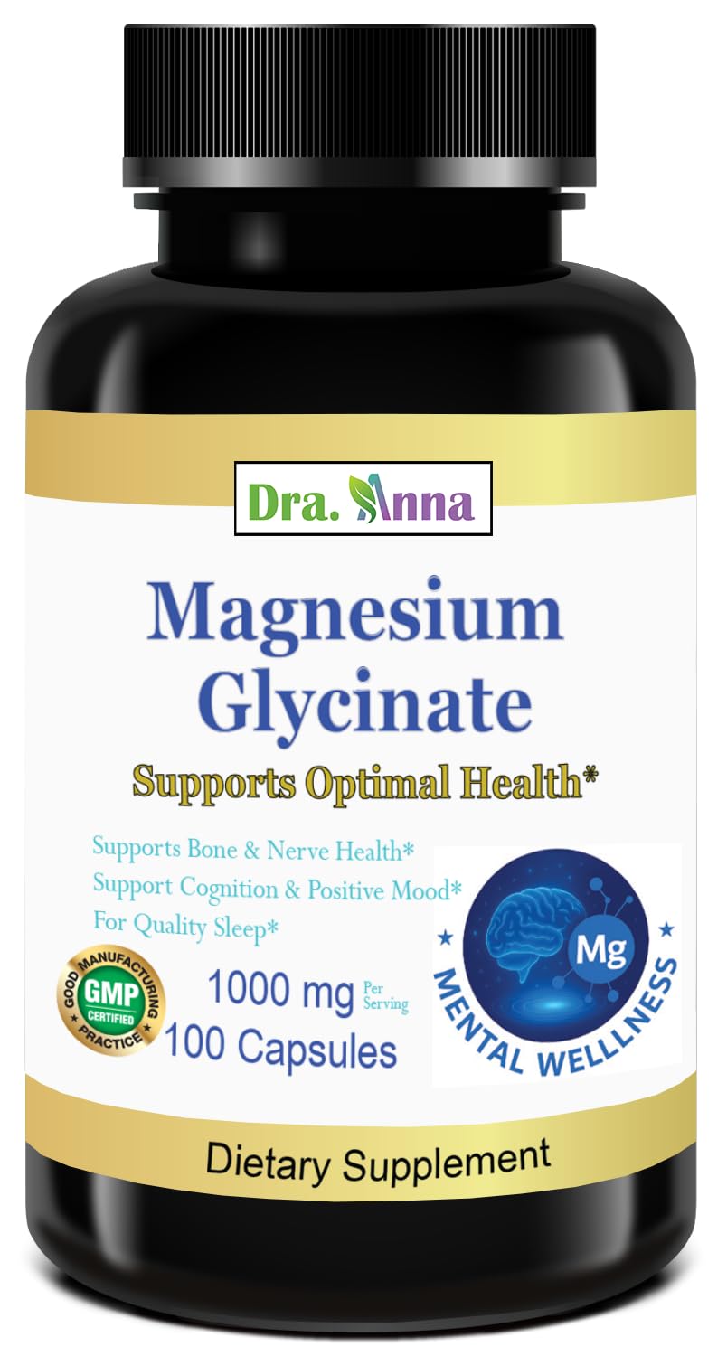 Magnesium Glycinate 500mg Per Capsule (1000mg Per Serving) – Essential Mineral Supplement for Muscle, Sleep, & Heart Health