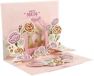Floral Pop-up Greeting Card for Mother's Day and Thanksgiving Paper Craft Design with Blank Space for Wishes Lightweight and Classic Color for Women