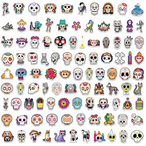Calcomanías del Día de los Muertos antidespegue para renovar maletas y laptops, 200 piezas 4