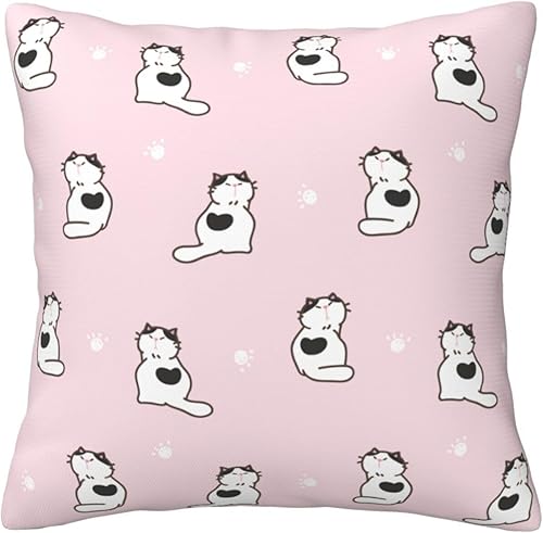 Aimeryup Throw Pillow Covers 20x20 Inch Pink Cute Cat Decorative Pillow Covers Cushion Covers cojines decorativos para sala Pillow Cases Cute Throw