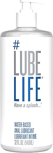 Lube Life Lubricante anal a base de agua, lubricante personal para puerta trasera para hombres, mujeres y parejas, no mancha, 32 onzas líquidas