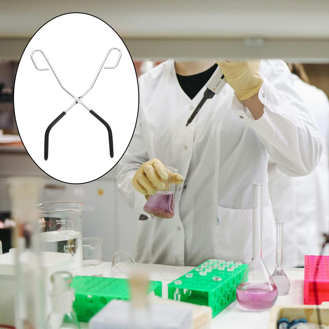 Amosfun Pince À Bécher 10.24In Outil De Laboratoire Portable Avec Préhension Réglable Pour Manipulation Sécurisée Des Béchers Et Tubes À Essai