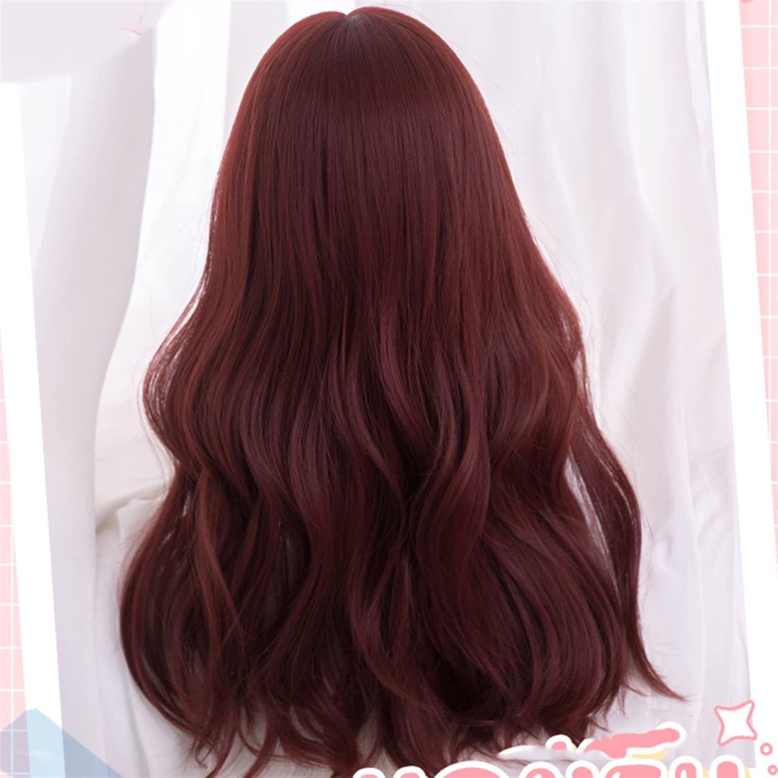 Human hair blend chocolate brown with red wig with bang. Red Hair Wig Bangs - Etsy main image 2