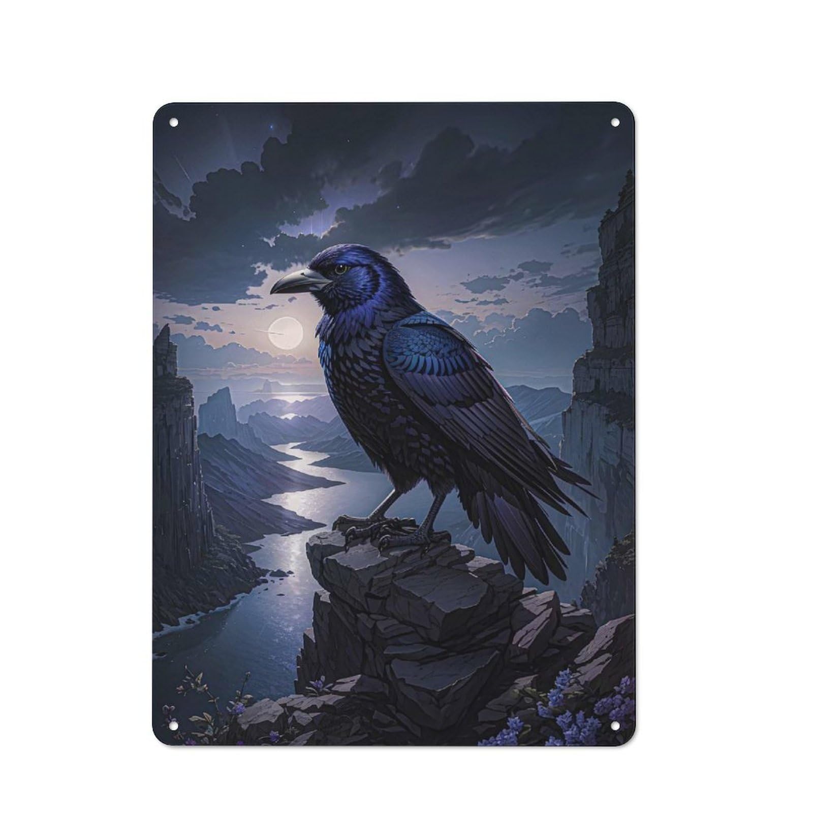 Raven Metal Wall Plaque, Easy to Hang Plaque for Living Room, Hallway, Kitchen Or Pet Corner, 40x30cm