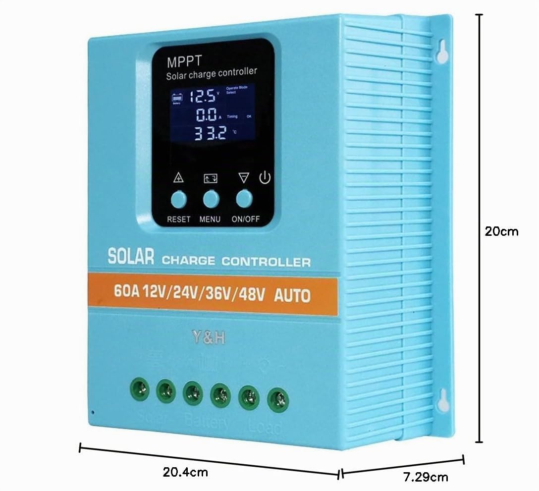 60A MPPT Solarladeregler 12V 24V 36V 48V Batterie Intelligenter Regler 100V Max Input LCD Display, Dual USB für Blei-Säure/Lithium Batterie