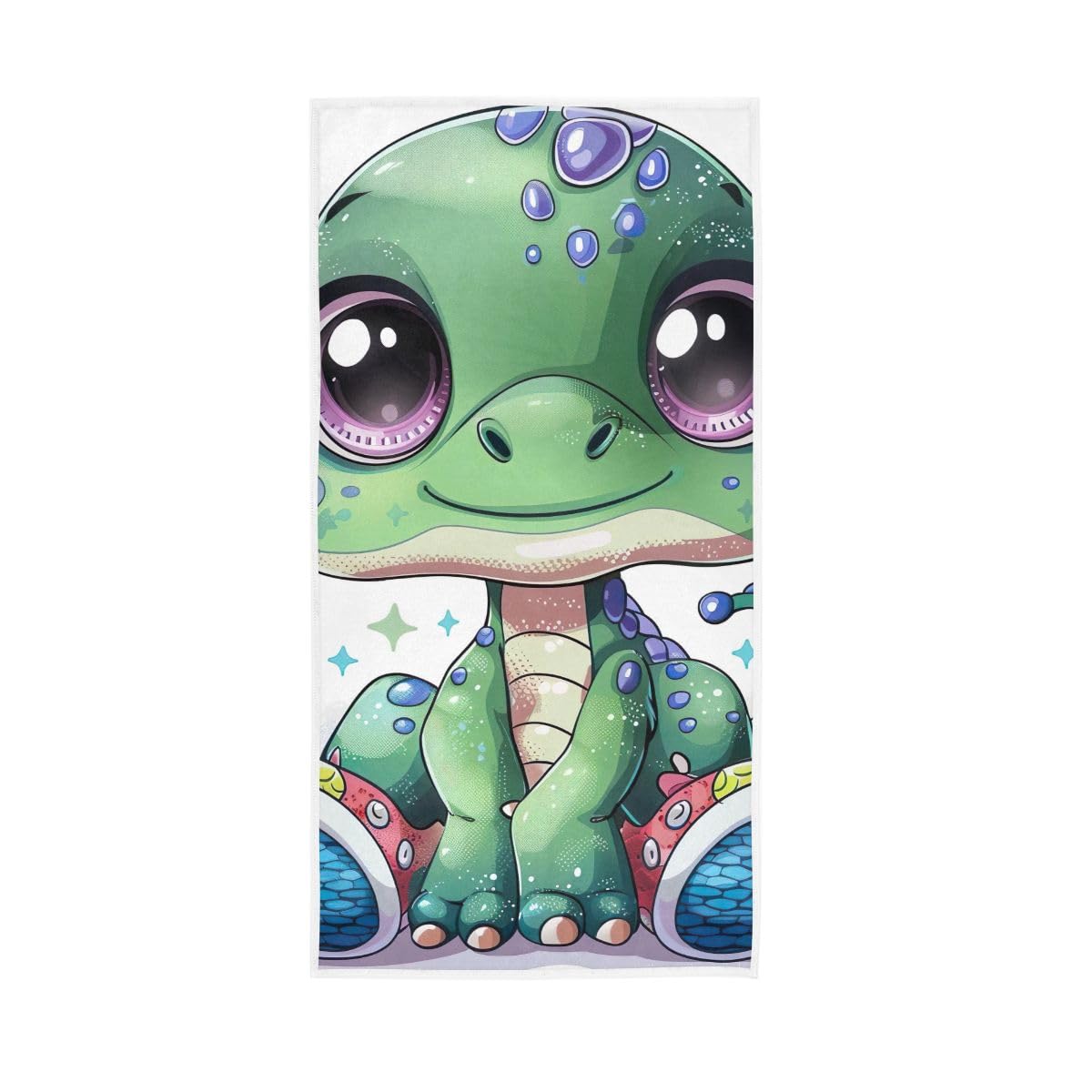 LSRCPD Green Cartoon Dinosaur Hand Towels Cotton Absorbent Soft Decorative Towel for Bathroom 15 x 30 Inch