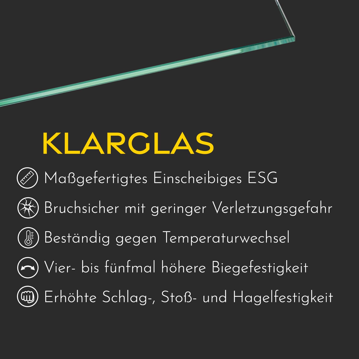 ESG Einscheibensicherheitsglas – Kühlschrank Einlegeboden, Regalboden – 4mm ESG nach Maß – Sicherheitsglas für Schränke, Regale, Vitrinen – Floatglas klar & lichtdurchlässig, pflegeleicht & stabil