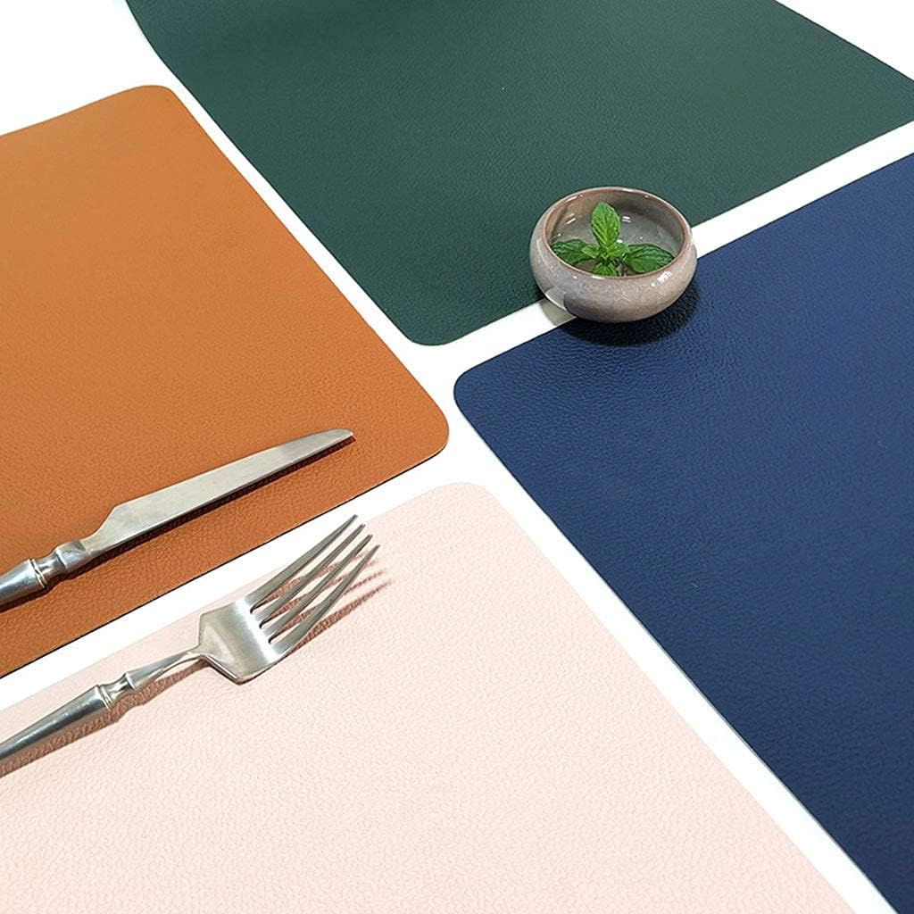 Placemat 4-Piece and 4-Piece Coaster,Rectangular Waterproof Oil-Proof Heat Insulation Pu Leather Place Mats,Double Sided