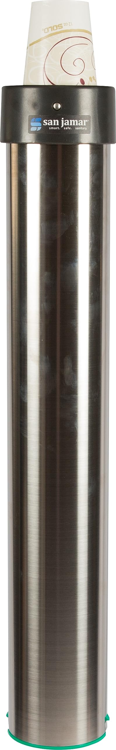 San Jamar Elevator Vertical Surface Mount Cup Dispenser Fits 6 - 10 Oz Cups for Restaurants, Dining Halls, and Fast Food, Stainless Steel, 23.75 Inches, Silver, (Case of 6)