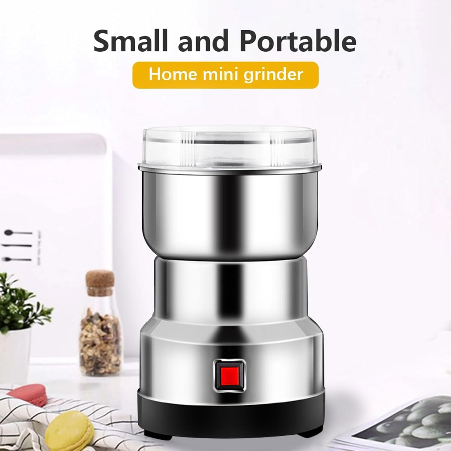 AIZYR Electric Coffee Grinder Portable Spice Grinder, Multifunctional Grinding Machine for Coffee Beans, Spices, Rice, Seeds, Grains,220v au plug