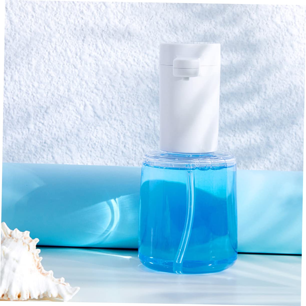 Dispenser di Sapone Automatico Sensore, Ricaricabile, senza Toccare, in Plastica Bianca, per Bagno e Toilette